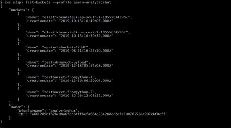 Use ListBuckets with an AWS SDK or CLI.